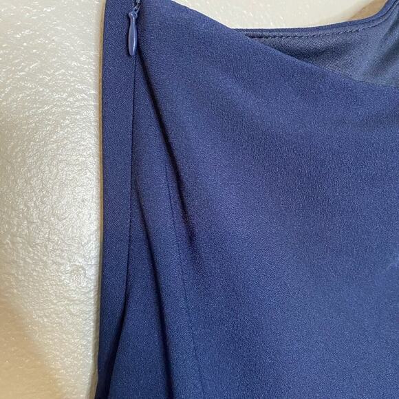 Marina Navy One Shoulder Flow Jumpsuit Sz 4 - Picture 5 of 11